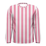 Vertical Stripes - White and Flamingo Pink Men s Long Sleeve T-shirt