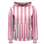 Vertical Stripes - White and Flamingo Pink Women s Pullover Hoodie
