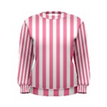Vertical Stripes - White and Flamingo Pink Women s Sweatshirt
