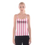 Vertical Stripes - White and Flamingo Pink Spaghetti Strap Top