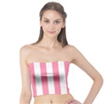 Vertical Stripes - White and Flamingo Pink Tube Top