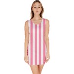 Vertical Stripes - White and Flamingo Pink Bodycon Dress