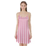 Vertical Stripes - White and Flamingo Pink Satin Night Slip