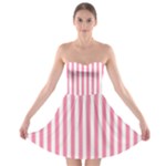 Vertical Stripes - White and Flamingo Pink Strapless Bra Top Dress