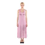 Vertical Stripes - White and Flamingo Pink Full Print Maxi Dress