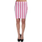Vertical Stripes - White and Flamingo Pink Bodycon Skirt