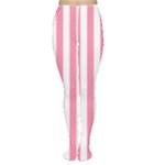 Vertical Stripes - White and Flamingo Pink Women s Tights
