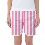 Vertical Stripes - White and Flamingo Pink Women s Basketball Shorts