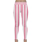 Vertical Stripes - White and Flamingo Pink Yoga Leggings