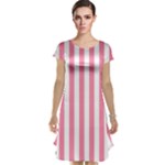 Vertical Stripes - White and Flamingo Pink Cap Sleeve Nightdress