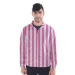 Vertical Stripes - White and Flamingo Pink Wind Breaker (Men)
