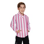 Vertical Stripes - White and Flamingo Pink Wind Breaker (Kids)