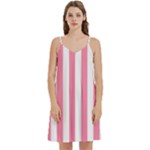 Vertical Stripes - White and Flamingo Pink Women s Reversible Sports Bra with Border