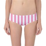 Vertical Stripes - White and Flamingo Pink Classic Bikini Bottoms