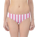 Vertical Stripes - White and Flamingo Pink Hipster Bikini Bottoms