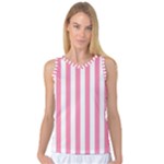 Vertical Stripes - White and Flamingo Pink Women s Basketball Tank Top