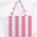 Vertical Stripes - White and Flamingo Pink Mini Tote Bag