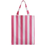 Vertical Stripes - White and Flamingo Pink Zipper Classic Tote Bag