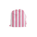 Vertical Stripes - White and Flamingo Pink Drawstring Pouch (S)