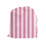 Vertical Stripes - White and Flamingo Pink Drawstring Pouch (XL)