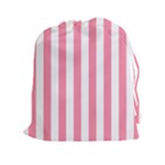 Vertical Stripes - White and Flamingo Pink Drawstring Pouch (XXl)