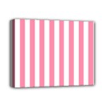 Vertical Stripes - White and Flamingo Pink Deluxe Canvas 14  x 11  (Stretched)