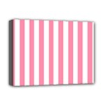 Vertical Stripes - White and Flamingo Pink Deluxe Canvas 16  x 12  (Stretched)