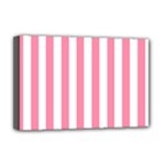 Vertical Stripes - White and Flamingo Pink Deluxe Canvas 18  x 12  (Stretched)