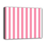 Vertical Stripes - White and Flamingo Pink Deluxe Canvas 20  x 16  (Stretched)