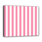 Vertical Stripes - White and Flamingo Pink Deluxe Canvas 24  x 20  (Stretched)