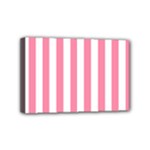 Vertical Stripes - White and Flamingo Pink Mini Canvas 6  x 4  (Stretched)