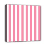 Vertical Stripes - White and Flamingo Pink Mini Canvas 8  x 8  (Stretched)