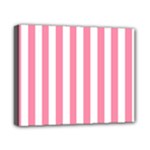 Vertical Stripes - White and Flamingo Pink Canvas 10  x 8  (Stretched)