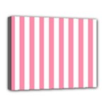 Vertical Stripes - White and Flamingo Pink Canvas 14  x 11  (Stretched)
