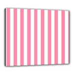 Vertical Stripes - White and Flamingo Pink Canvas 24  x 20  (Stretched)