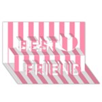 Vertical Stripes - White and Flamingo Pink Best Friends 3D Greeting Card (8x4)