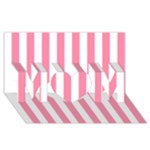 Vertical Stripes - White and Flamingo Pink MOM 3D Greeting Card (8x4)