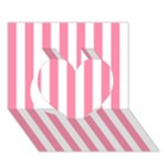 Vertical Stripes - White and Flamingo Pink Heart 3D Greeting Card (7x5)