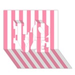 Vertical Stripes - White and Flamingo Pink LOVE 3D Greeting Card (7x5)