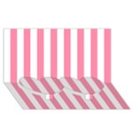 Vertical Stripes - White and Flamingo Pink Twin Heart Bottom 3D Greeting Card (8x4)