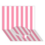 Vertical Stripes - White and Flamingo Pink Circle Bottom 3D Greeting Card (7x5)