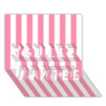 Vertical Stripes - White and Flamingo Pink YOU ARE INVITED 3D Greeting Card (7x5)