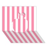 Vertical Stripes - White and Flamingo Pink Apple 3D Greeting Card (7x5)