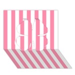 Vertical Stripes - White and Flamingo Pink Clover 3D Greeting Card (7x5)