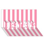 Vertical Stripes - White and Flamingo Pink BEST SIS 3D Greeting Card (8x4)