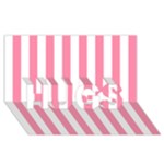 Vertical Stripes - White and Flamingo Pink HUGS 3D Greeting Card (8x4)