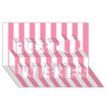 Vertical Stripes - White and Flamingo Pink Best Wish 3D Greeting Card (8x4)