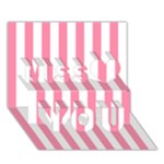 Vertical Stripes - White and Flamingo Pink Miss You 3D Greeting Card (7x5)