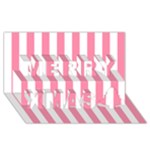 Vertical Stripes - White and Flamingo Pink Merry Xmas 3D Greeting Card (8x4)