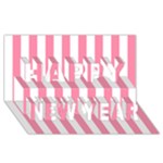 Vertical Stripes - White and Flamingo Pink Happy New Year 3D Greeting Card (8x4)